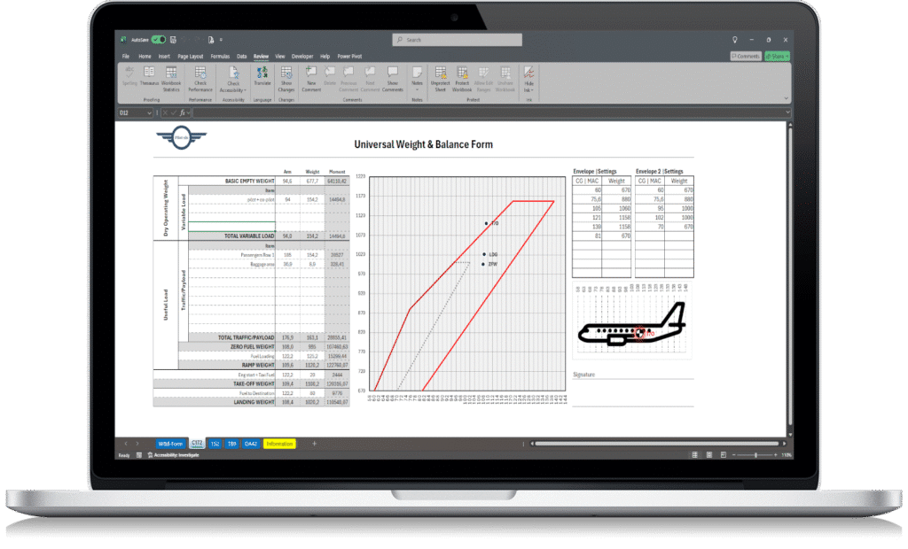 Pilot doing weight calculations on a form