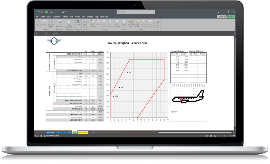 pilot tools for aircraft mass and balance calculations